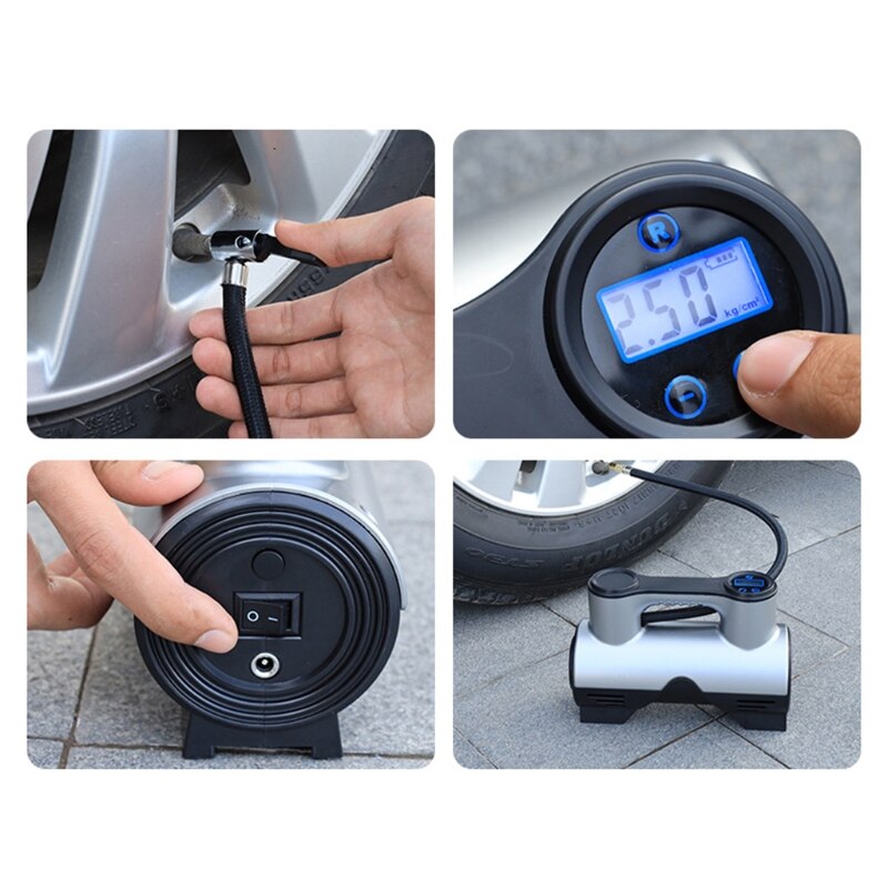 12V/120W Portable Air Compressor Multifunctional Air Pump Tire Inflator with Bright Emergency Flashilight