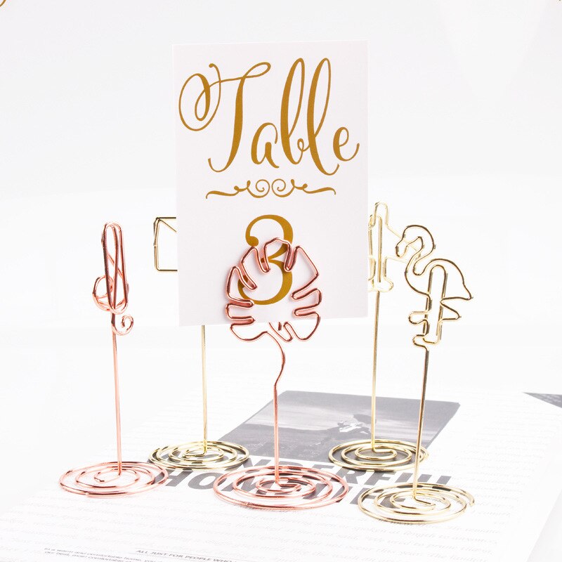 10pcs Table Number Holder Various Shapes Place Cards Holders Stands Photo Note Clips for Wedding Birthday Event Reception Decor