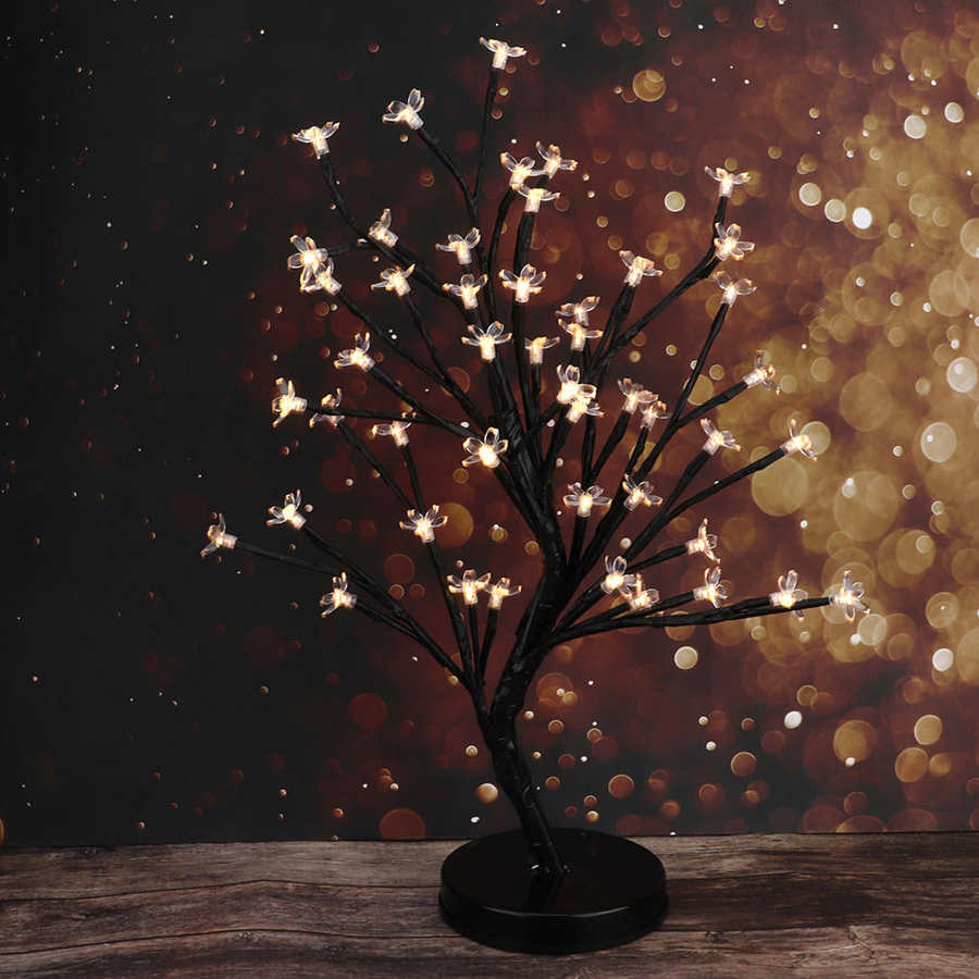 LED Nacht Licht 48LED Pflaume Blume Bonsai Licht Baum Lampe Batterie Betrieben Hause Weihnachten für Schlafzimmer Wohnheim Nacht