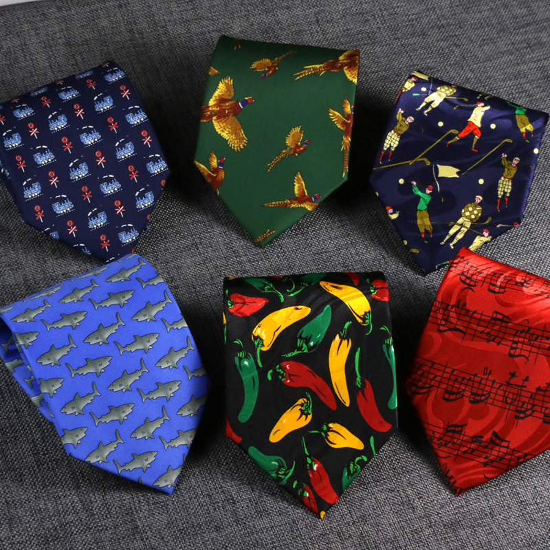 10cm brede stropdassen voor heren, dans, cartoon, muziek, vogelpatroon, geweven jacquard, grote stropdas, geweven corbatas, vestidos, cravat, stropdassen