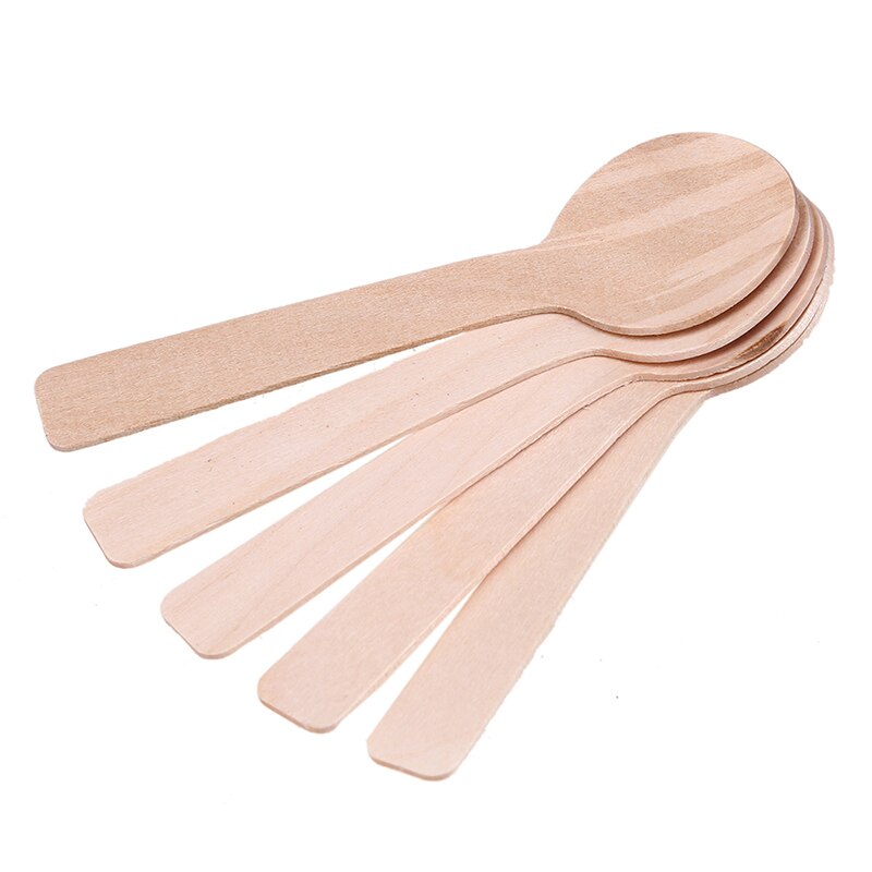 100 Stuks Wegwerp Houten Lepel Mini Ijs Lepel Hout Westerse Dessert Scoop Wedding Party Servies Keuken Accessoires