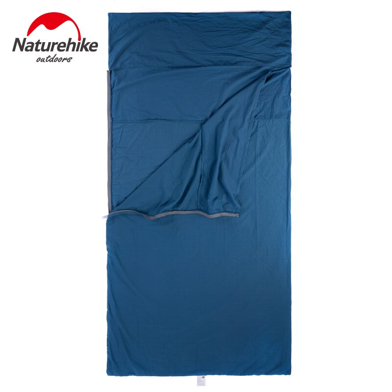 Naturehike enkel dubbel sovsäck liner rese campinglakan fickstorlek lätt 100%  bomulls kuvertväska för företag: Blå (100 x 210cm)