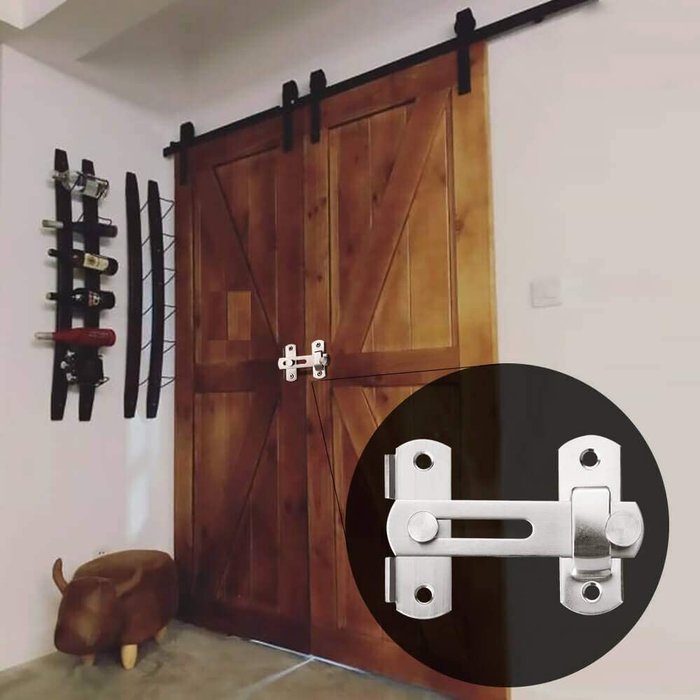 2 Sets Stainless Steel Barn Gate Latches Black Flip Latch Safety Pet Door Bolt Latch Cabinet Wine Lock Buckle Window Slide Lock