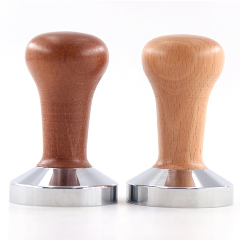 Espresso Koffie Tamper Flat Base Rimpel Natuurlijke Kleur Koffie Sabotage Machine Drukt Flat Base Barista Accessoires 51 Mm/58mm