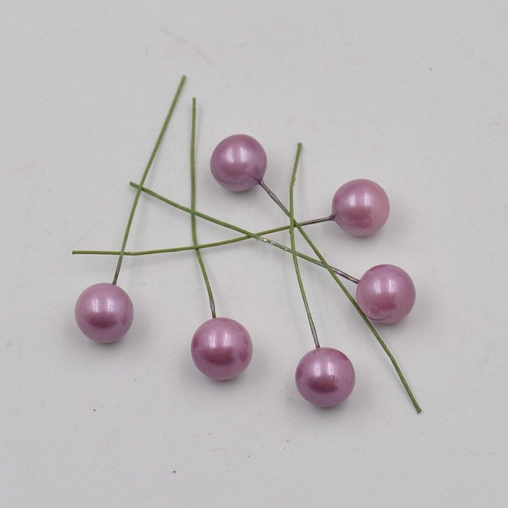 Perles en plastique, 40 pièces, fleurs de baca, étamine artificielle, pour décoration de mariage, bricolage, Scrapbooking, couronne décorative, fleurs de pistel: Violet