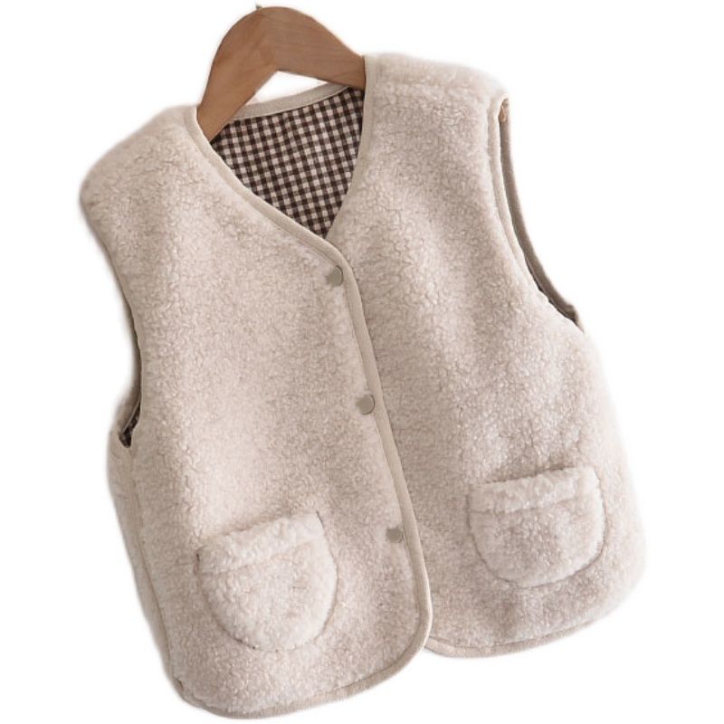Chaleco superior para niños, primavera y otoño, Cachemira de cordero, chalecos para bebés y niñas, ropa para niños P5824