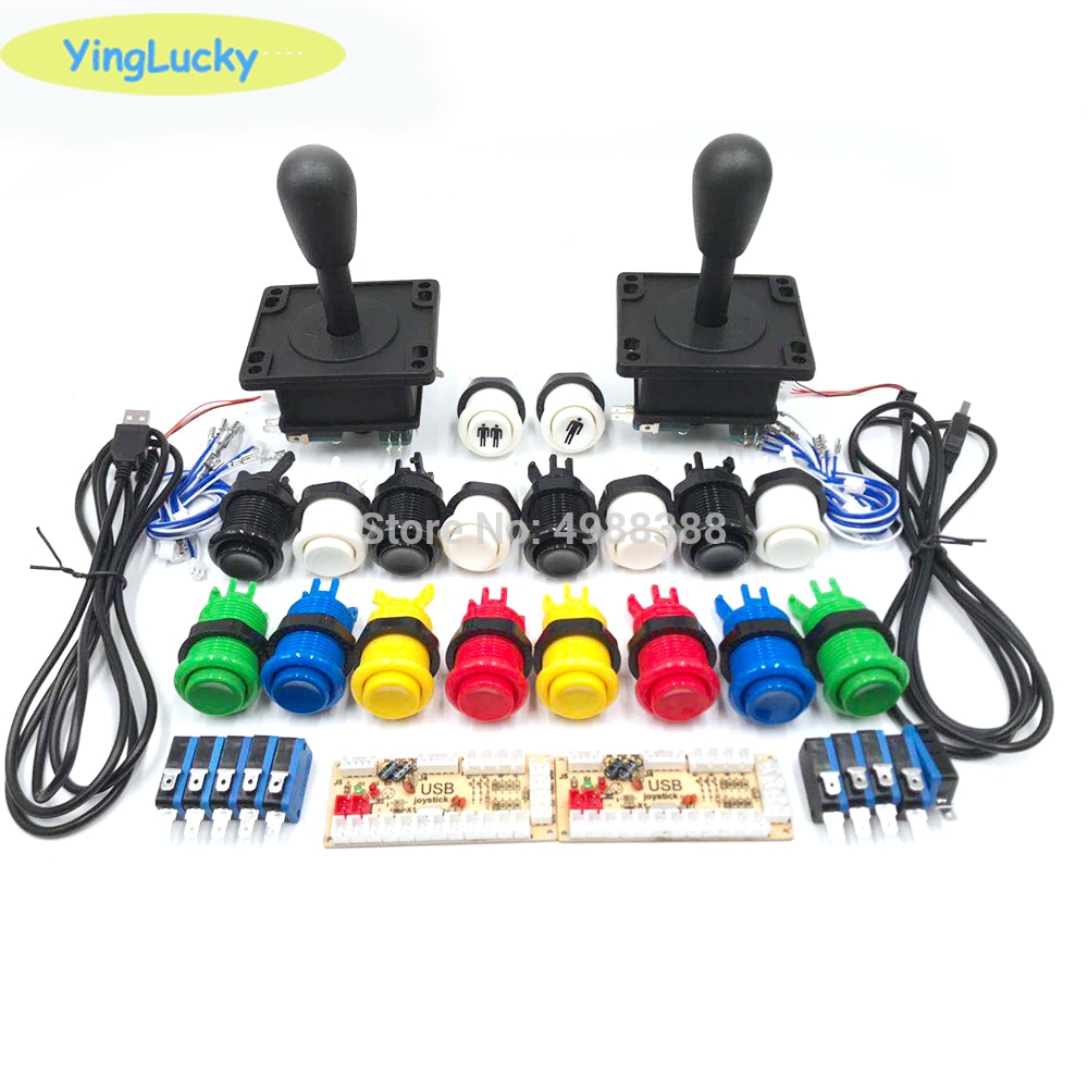 yinglucky 2 Players Arcade joysticks DIY Kit Zero Delay USB Encoder American Style Joystick 28mm Push Button HAPP joystick