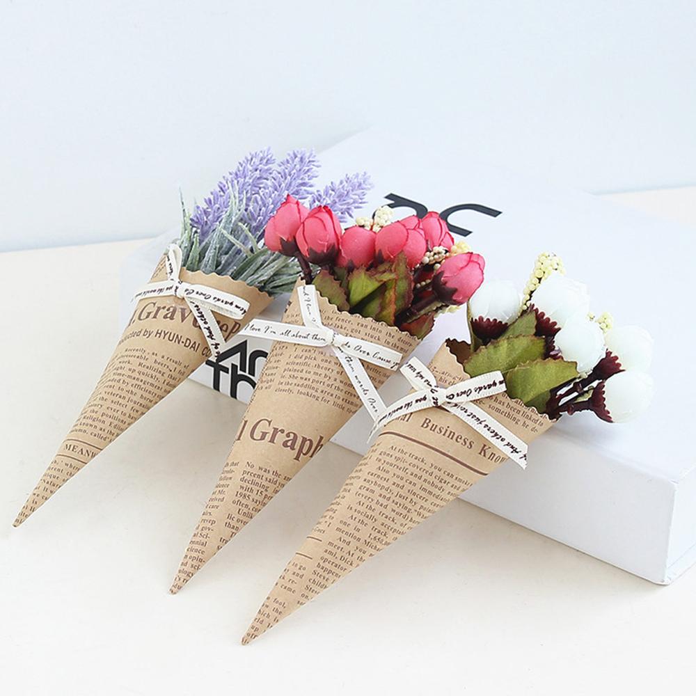 Kraft Paper Handmade Daisy Rose Flowers Artificial Simulation Flowers For Wedding Party Home Bouquet Decoration