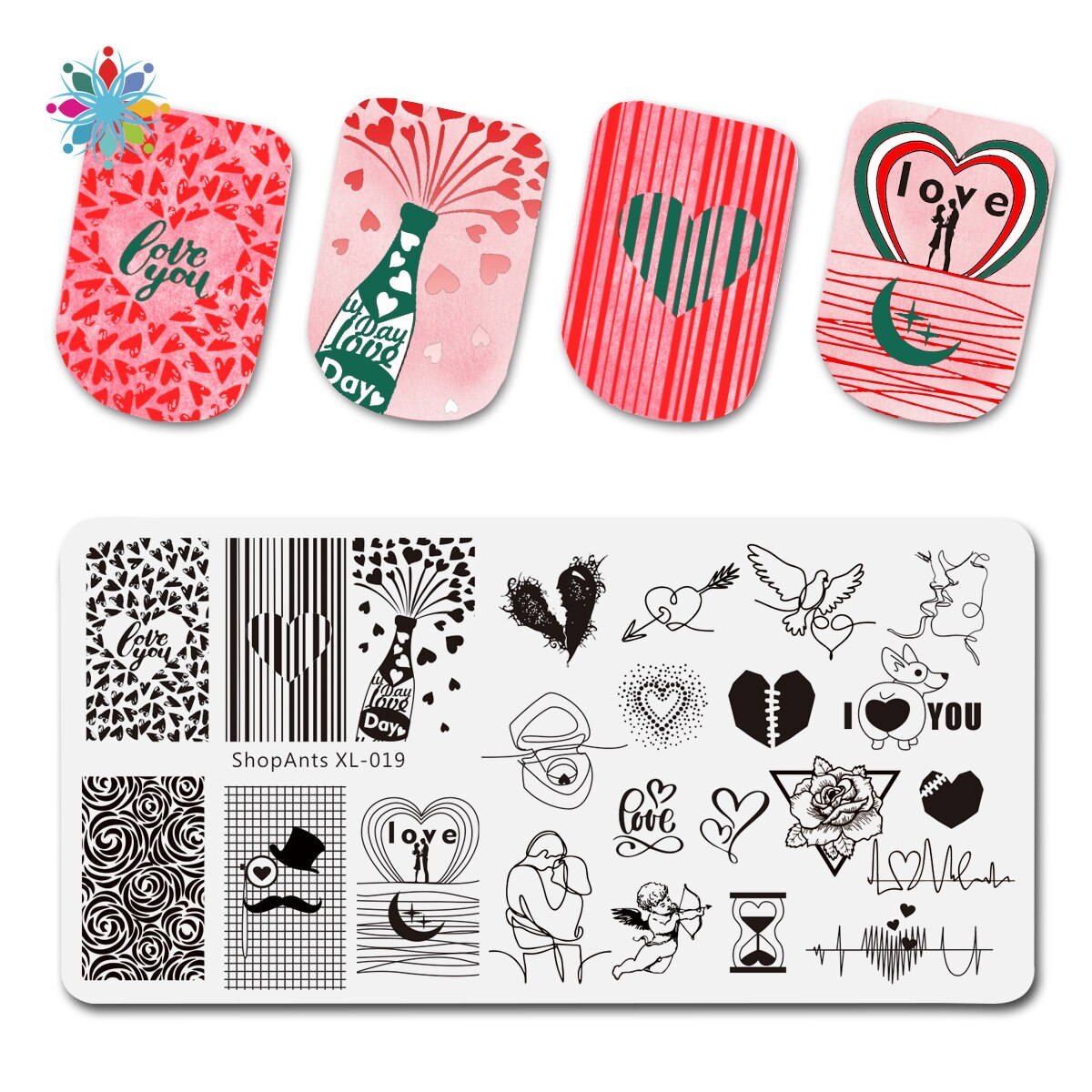 Liefde Valentijnsdag En Eenhoorn Nail Stempelen Platen Nail Art Stamping Nail Art Manicure Nail Stencil Template Tool