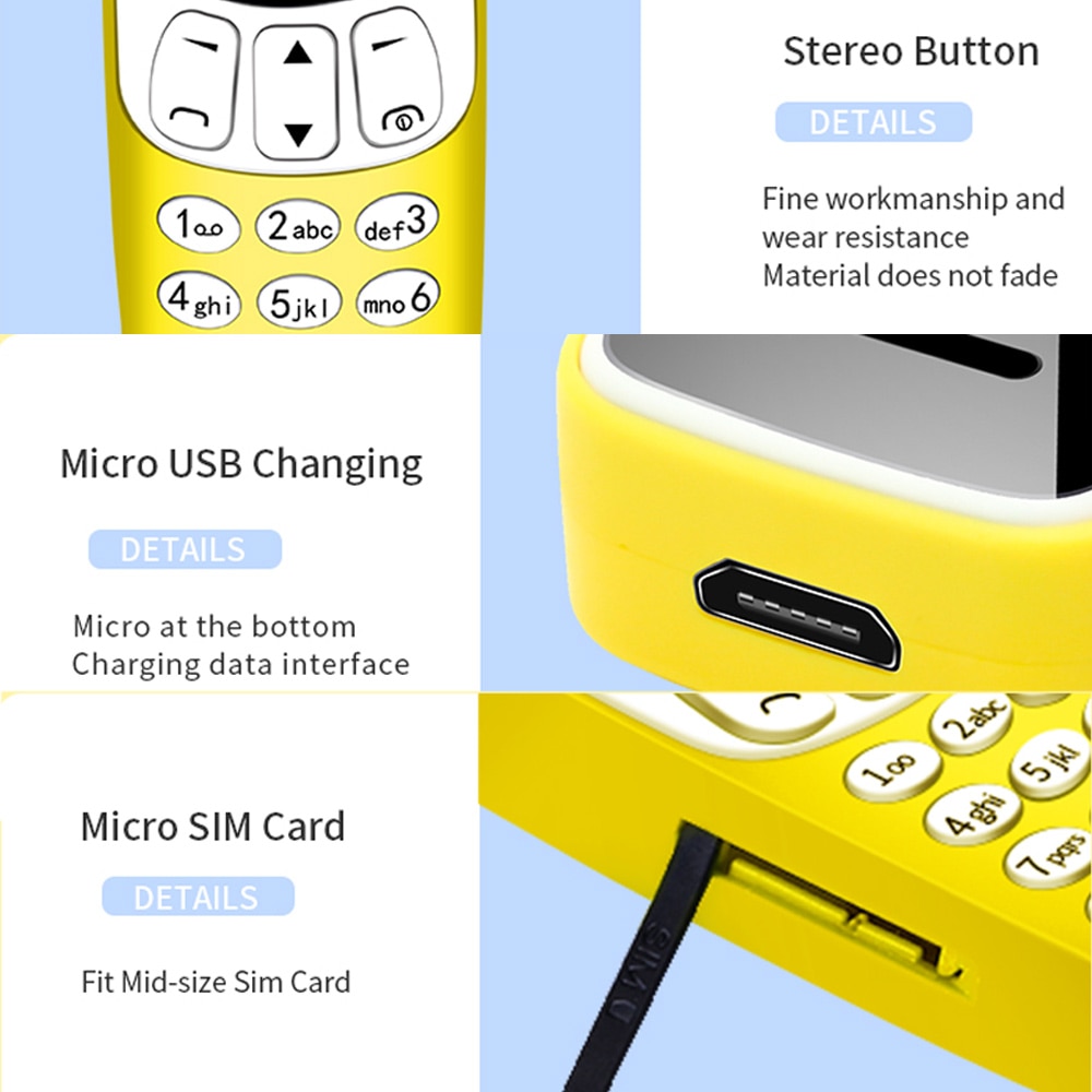 Mini kids Mobile Phones Bluetooth Dialer Earphone Magic Voice FM radio SIM Card Low Radiation MP3 Cell Phones PK J9 7S+ K8 BM70