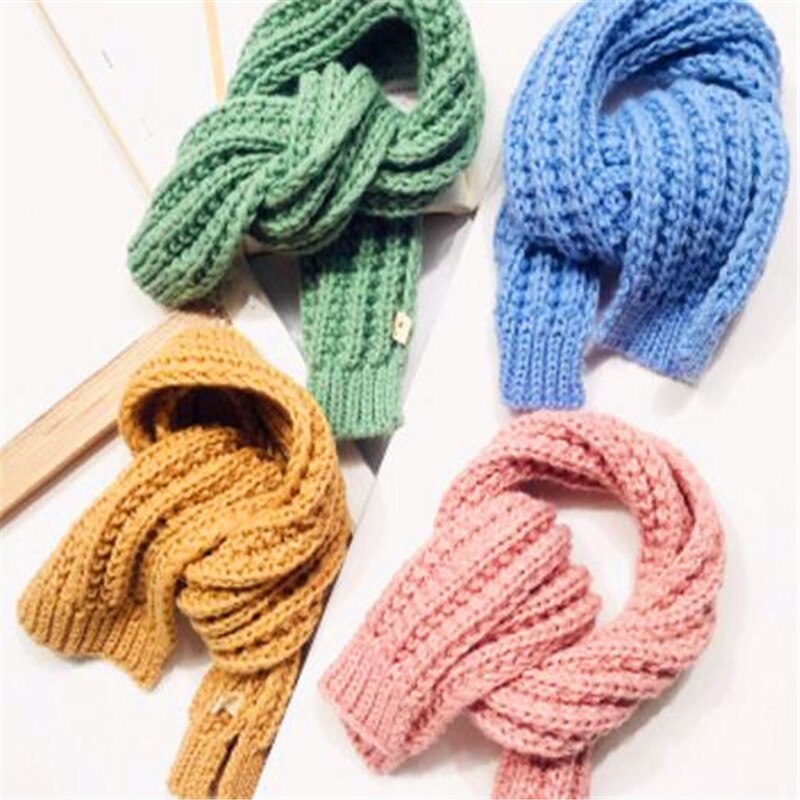 De kleine breien sjaal kinderen pure kleur sjaal jongen mode centra baby candy kleur sjaal in de winter van HC022