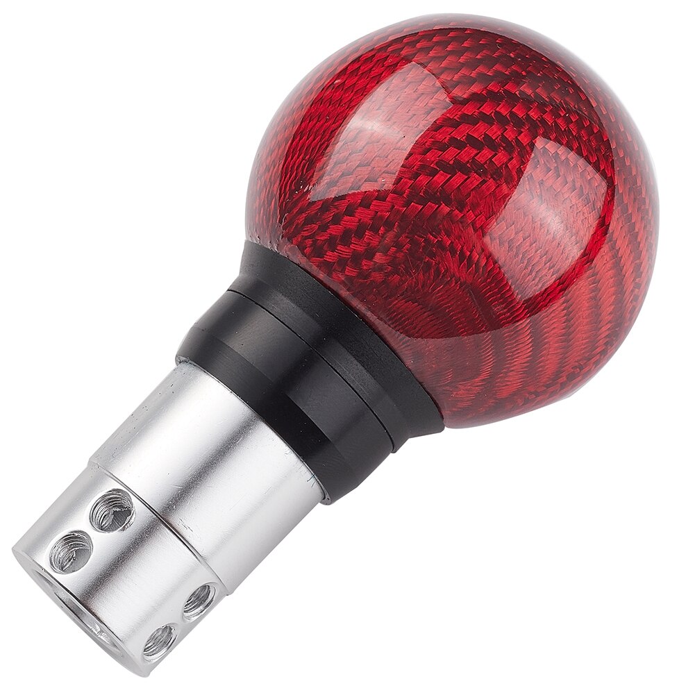 Genuine Carbon Fiber AT CVT Shift Knob with Selector Button Automatic Gearstick Shifter Gear Knob Lever Handle Ball: Red