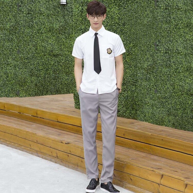 Yong Students Uniform Boy Girls Academic Summer Junior High School Costumes Men's and Women's Graduating Class Suit D-0231