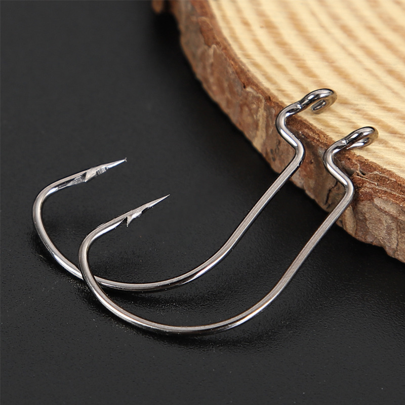 JYJ 100 pièces beaucoup d'hameçon de pêche offset, # 5/0 # 1/0 # 1 ... # 8 toutes tailles d'acier à haute teneur en carbone pour appâts à ver souple avec de grands yeux