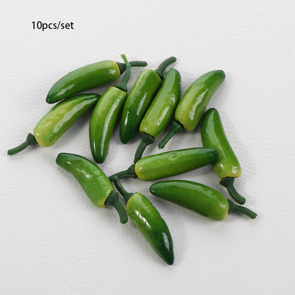 10 Pcs Artificial Simulation Chili Pepper Plants Decor Mini Plastic Fruit Vegetables Craft For Festive Party Home Decoration: green