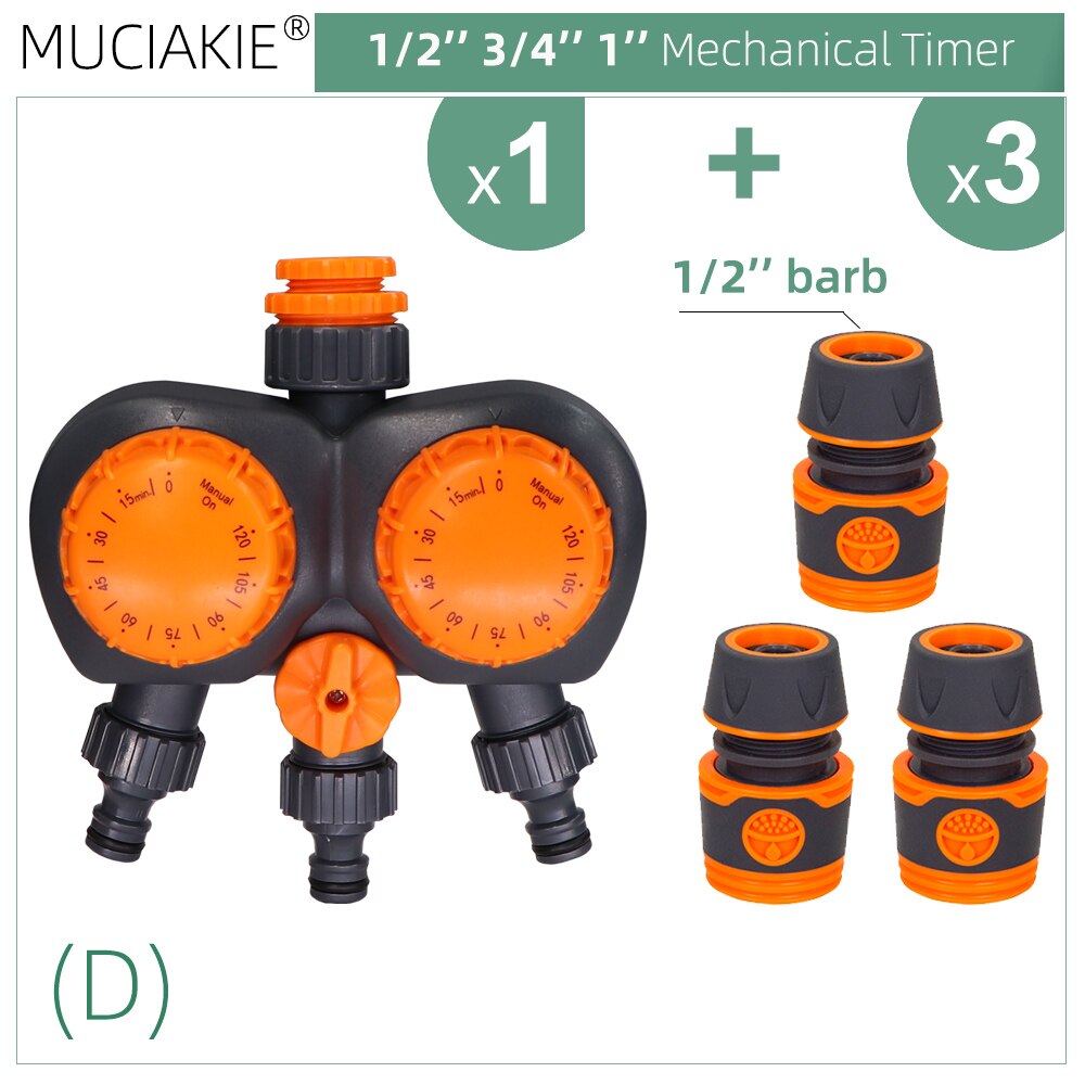 Garden Watering Timer With 3-Way Double Control Automatic Irrigation Controller Home Intelligent Mechanical Hose Sprinklers: D