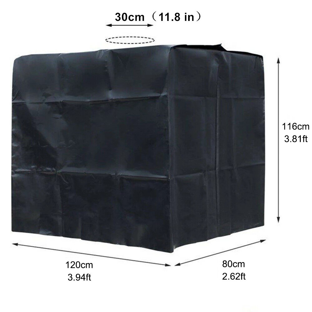 Outdoor Ibc Watertank Cover Waterdichte 210D Oxford Doek Ibc Container Protector Voor 1000/800/600 Liter Zonnebrandcrème Ibc Tank: 800L Black