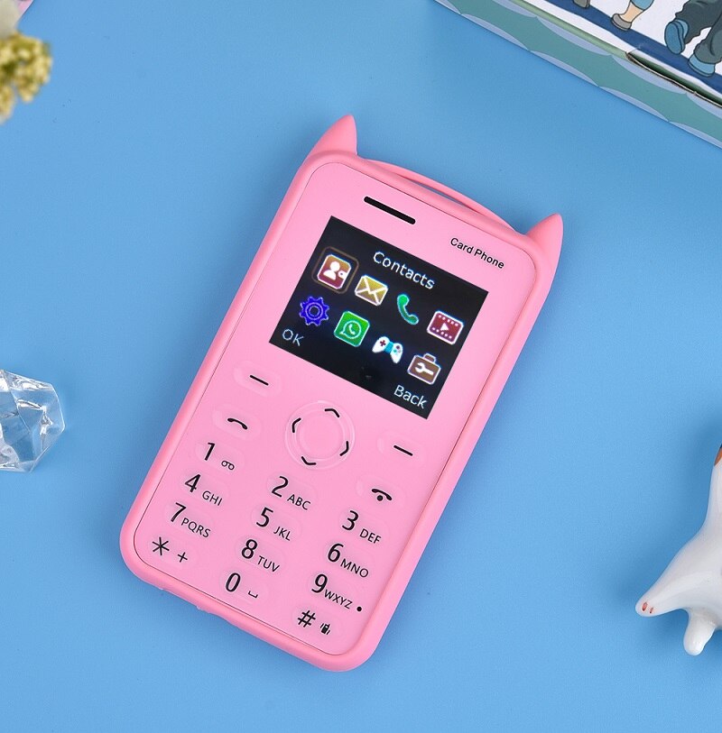 A5 Push-botton Cell Phone With 1.77 Inch Bluetooth Music Low Radiation Small Student Cartoon Kid Card Telephone Whatsapp: Add 8G TF Card / Pink