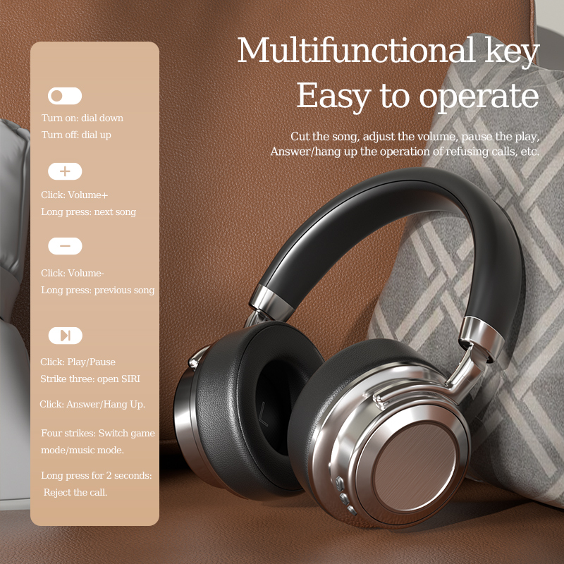 Metal Retro Head mounted Bluetooth Earphones 5.4 Sports Business Bag Ear Large Earphones