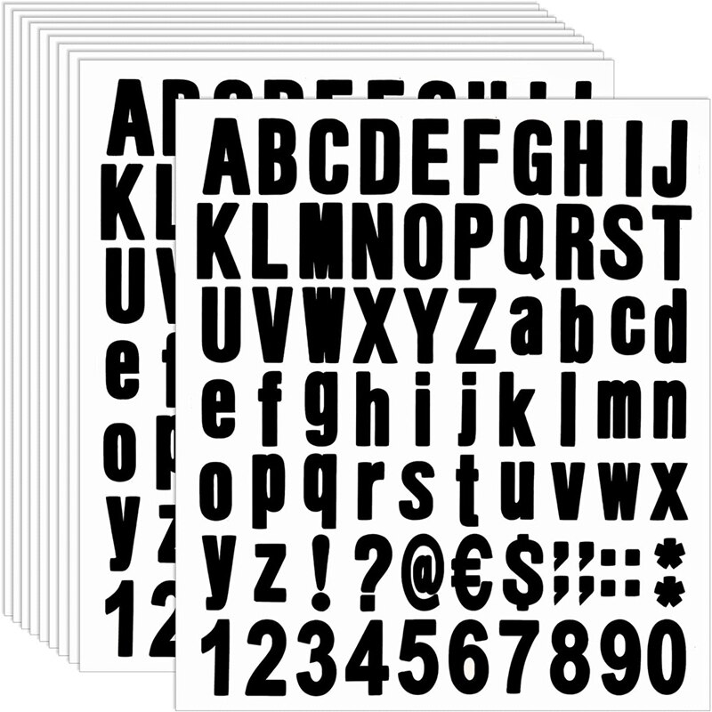 770 Stuks 10 Vellen Zelfklevend Vinyl Letters Numbers Kit, Alfabet Nummer Stickers Voor Mailbox (Zwart, 1 Inch)