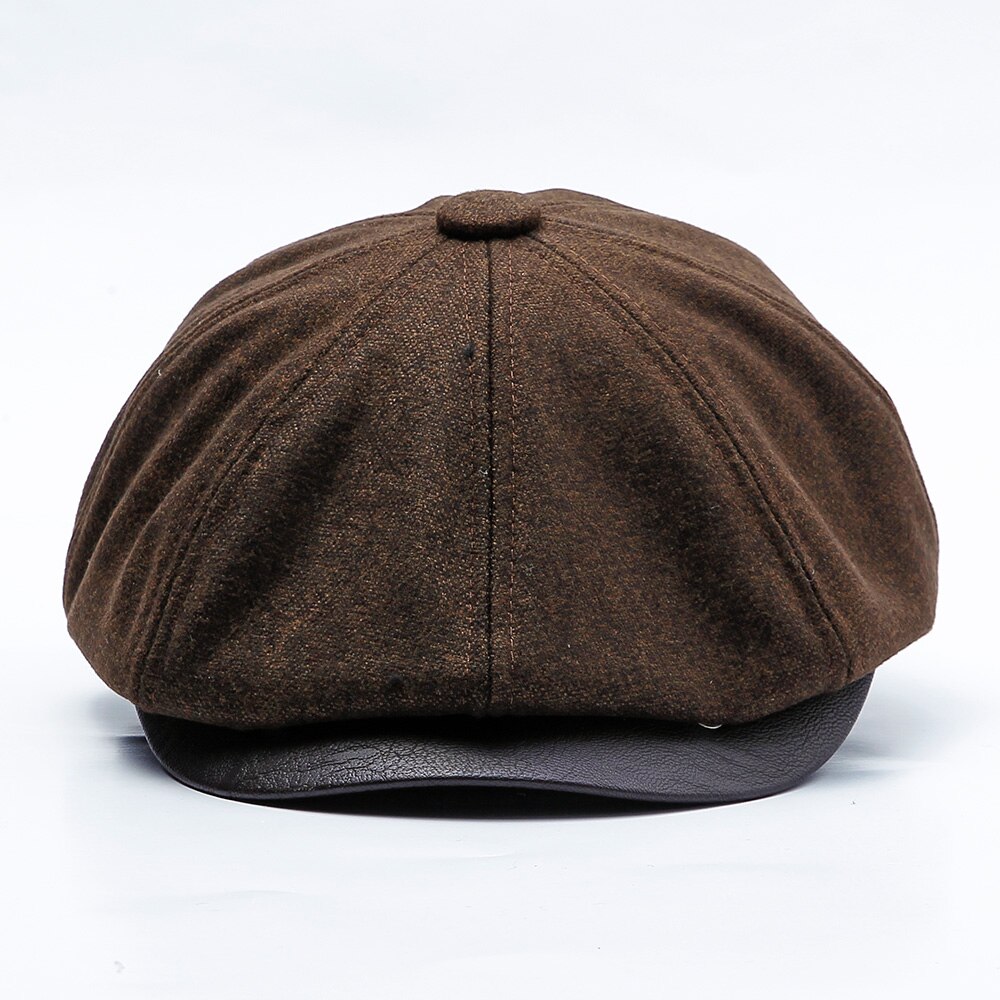 Gorra de Tweed Gatsby Newsboy para hombre, gorro grueso de terciopelo para otoño e invierno, gorra plana de lana para conducir en Golf, boina Unisex, sombrero Ceñidor peaky: coffee / 60cm