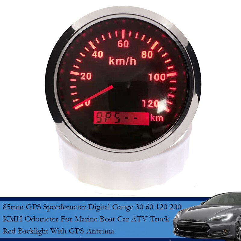 85mm GPS Speedometer Digital Gauge 30 60 120 200 KMH contachilometri per Marine Boat Car ATV Truck retroilluminazione rossa con Antenna GPS