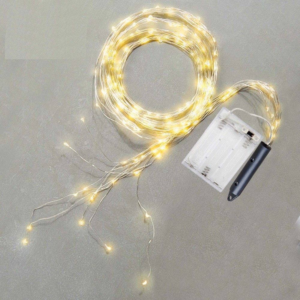 100 LED Waterval Wijnstok String Lights Batterij koperdraad Fairy Lights voor Boom Winkel Kerst Thuis Venster Achtergrond Decoratie