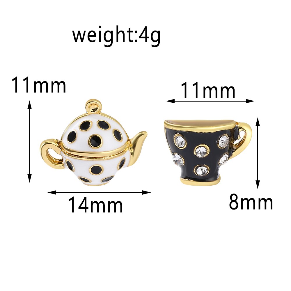 FXM Bohème Teetasse Anhänger Halskette Damen - Handgefertigt Emaille Metall Pullover Kette Schmuck: Es532