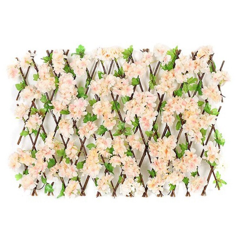 Haven hegn pil træ hæk med kunstige blomster blade haven dekoration sning ekspanderende trellis: Orange