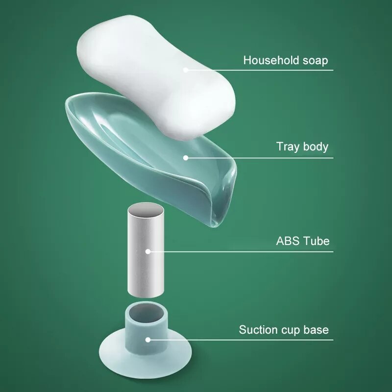 1 stück seifenschale mit saugnapf für badezimmer und dusche, tragbarer seifenhalter in blattform, schwammablage aus kunststoff für küche und Schlecht