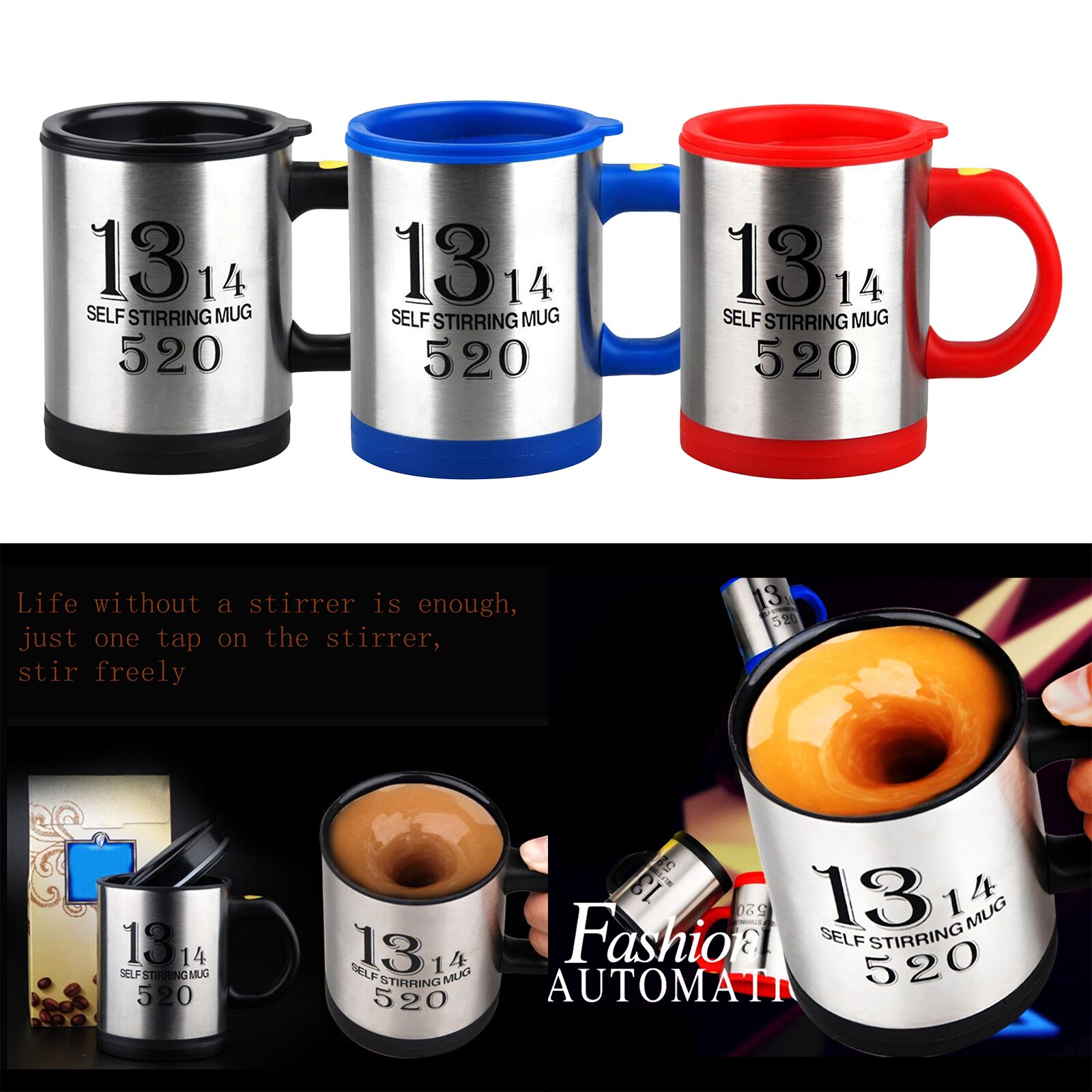 Self Stirring Mug Coffee Cup Tea Auto Mixer Drink Insulate Stainless 400ml