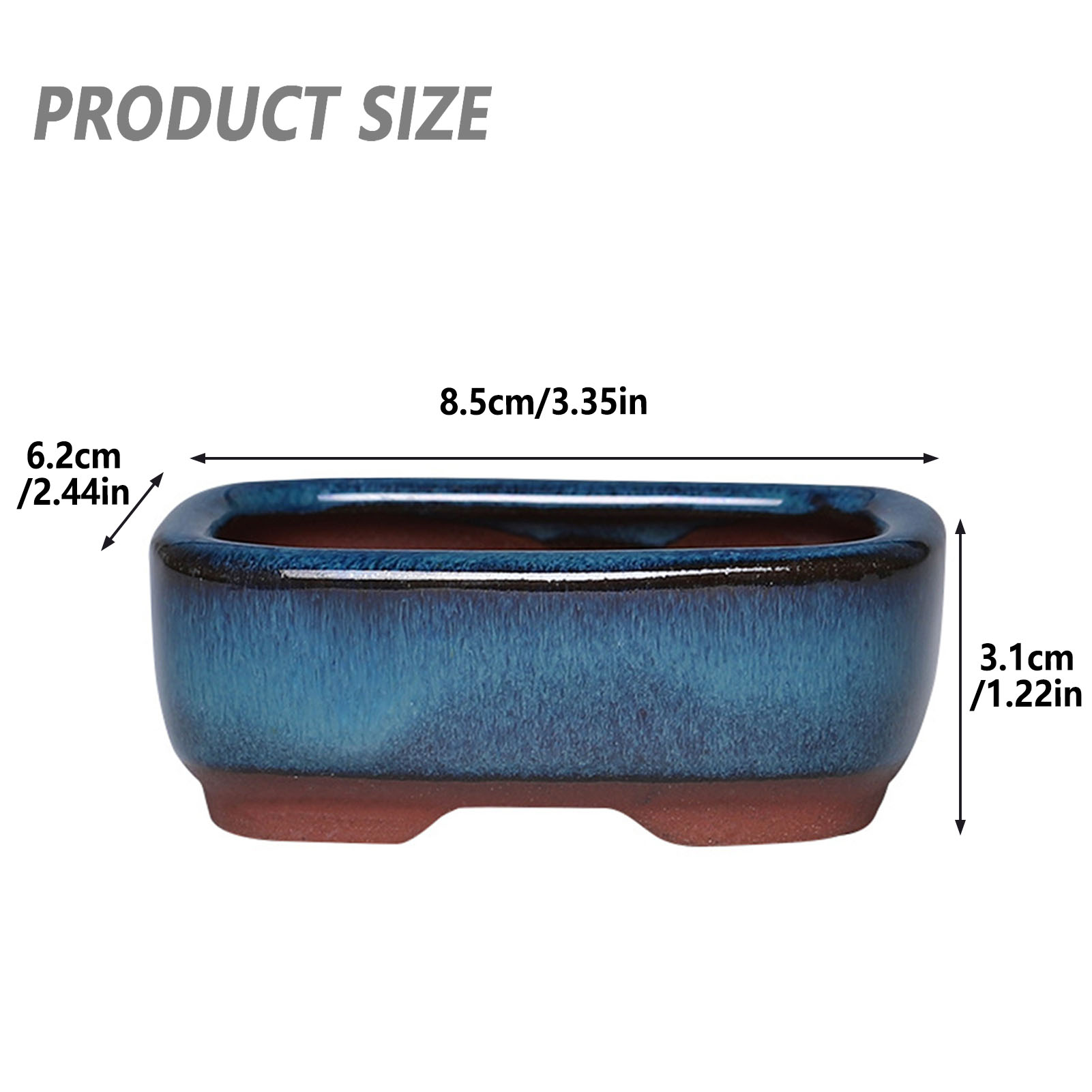 Pot de fleur succulente en céramique, Pots de bonsaï en poterie de Style chinois avec trou de vidange, pierre de grès violette pour décoration de bureau et de maison: Lavande