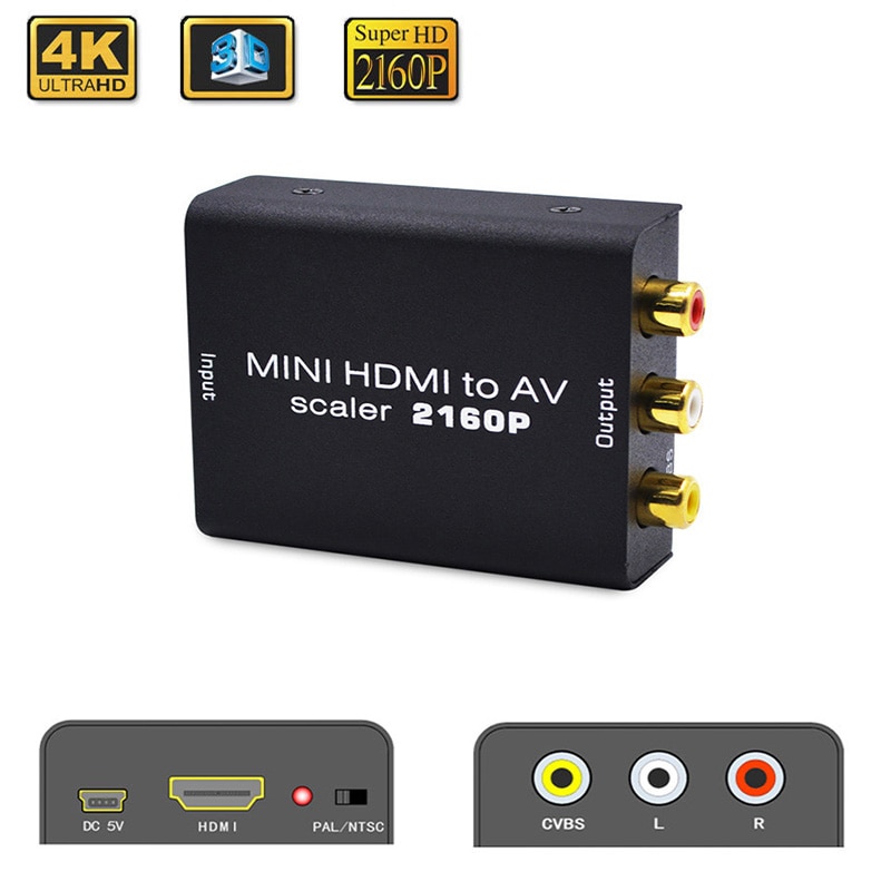 4 K HDMI NAAR AV Adapter HD Video Converter HDMI naar RCA AV/CVSB L/R Video 480 P 720 P 1080 P 2160 P Ondersteuning NTSC PAL HDMI2AV