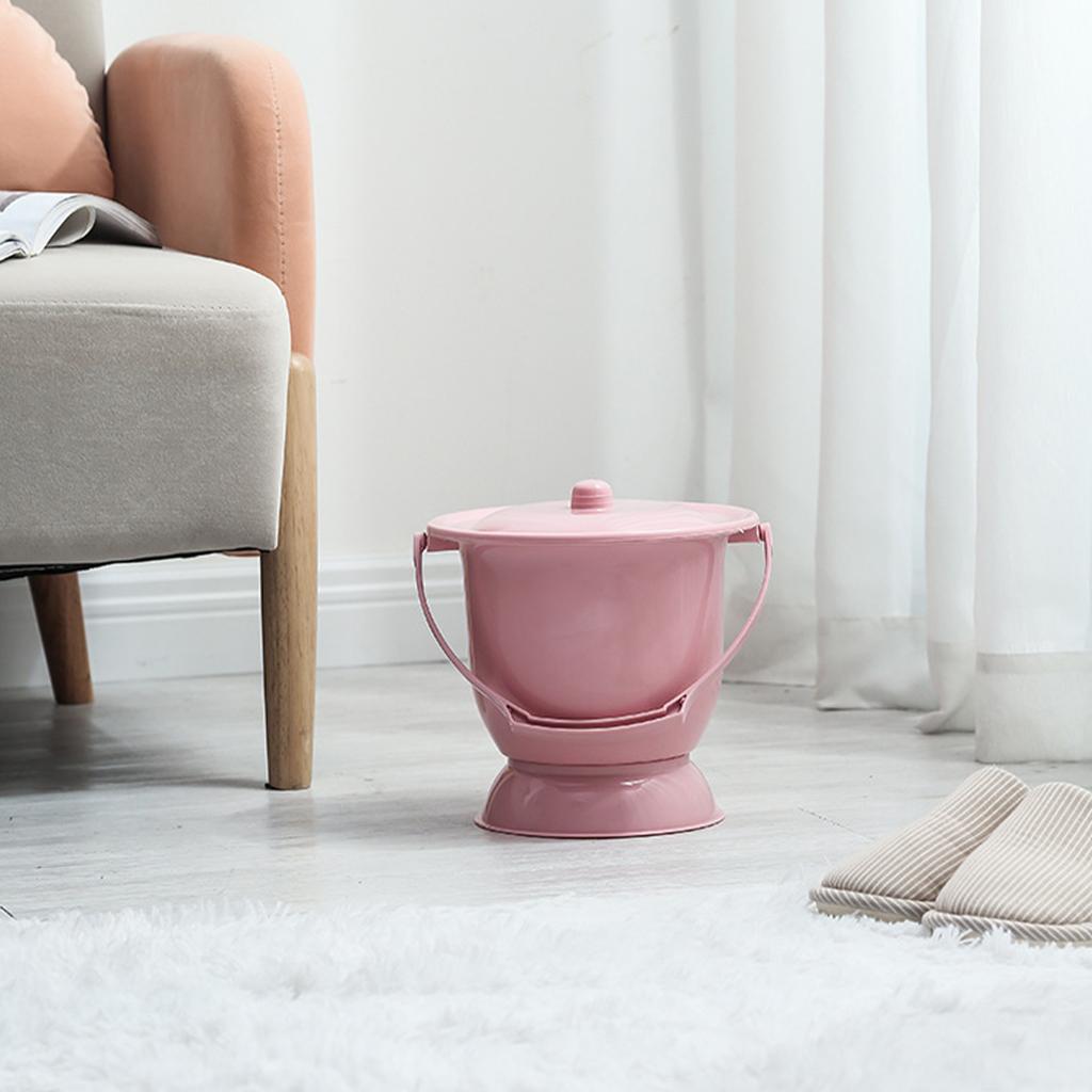 Mini Pot à uriner avec couvercle, portable, anti-éclaboussures, pour chambre à coucher, pour enfant, adulte, femme enceinte: 21x23cm Pink