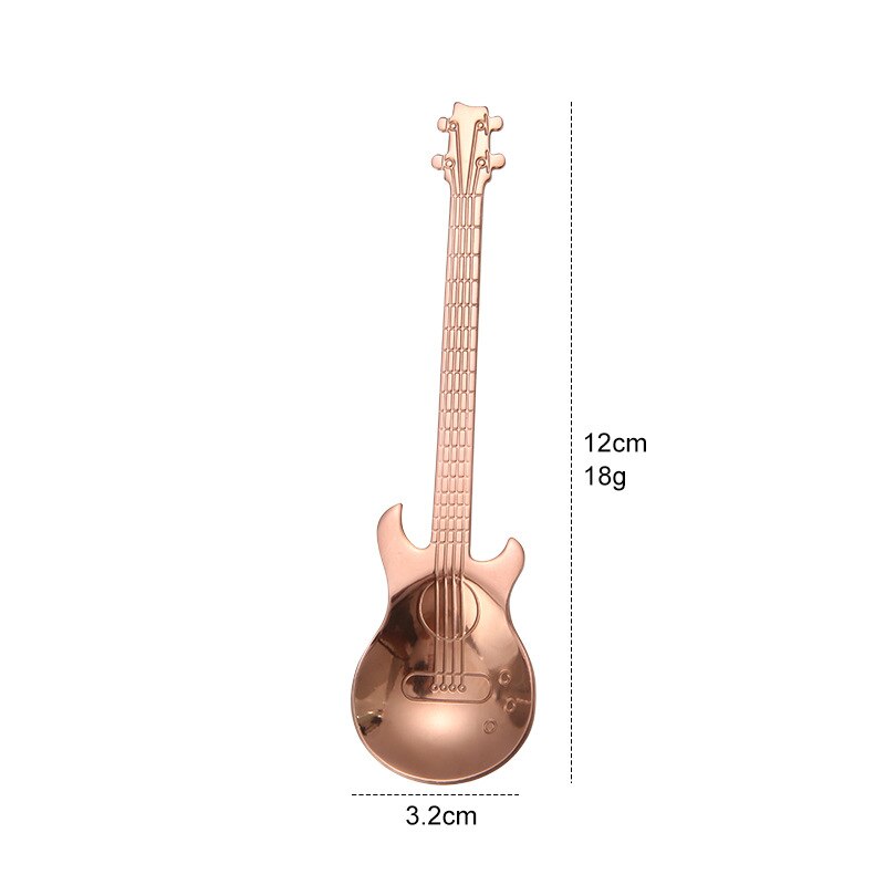 Cuillère à café en forme de guitare en acier inoxydable, accessoires de cuisine, pour le lait, la crème glacée, le thé, 12Cm, 1 pièce: Color6