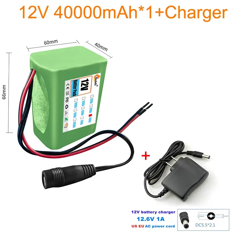 3S2P 12V 40000mah battery 18650 Li-ion 30Ah Rechargeable batteries with BMS Lithium Battery packs Protection Board +Charger: SKY BLUE