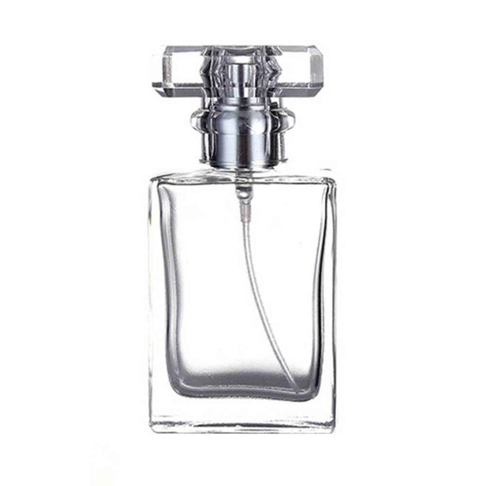 1 stuk 30/50ml draagbare transparante glazen parfumflesjes met aluminium verstuiver lege cosmetische koffer voor op reis: Transparant 30ml