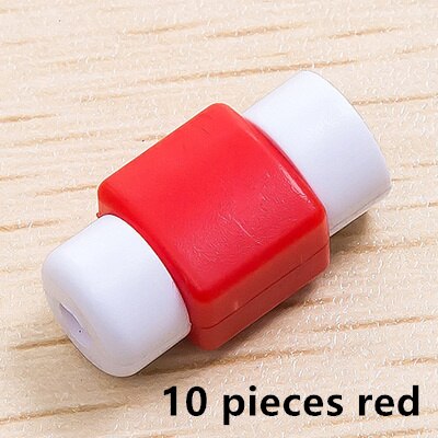 10 stks Mini Leuke Siliconen USB Kabel Protector Data Line Cord Bescherming Case Kabelhaspel Cover Voor iPhone 5 6 6 s 7 Plus 8 Kabel: Rood