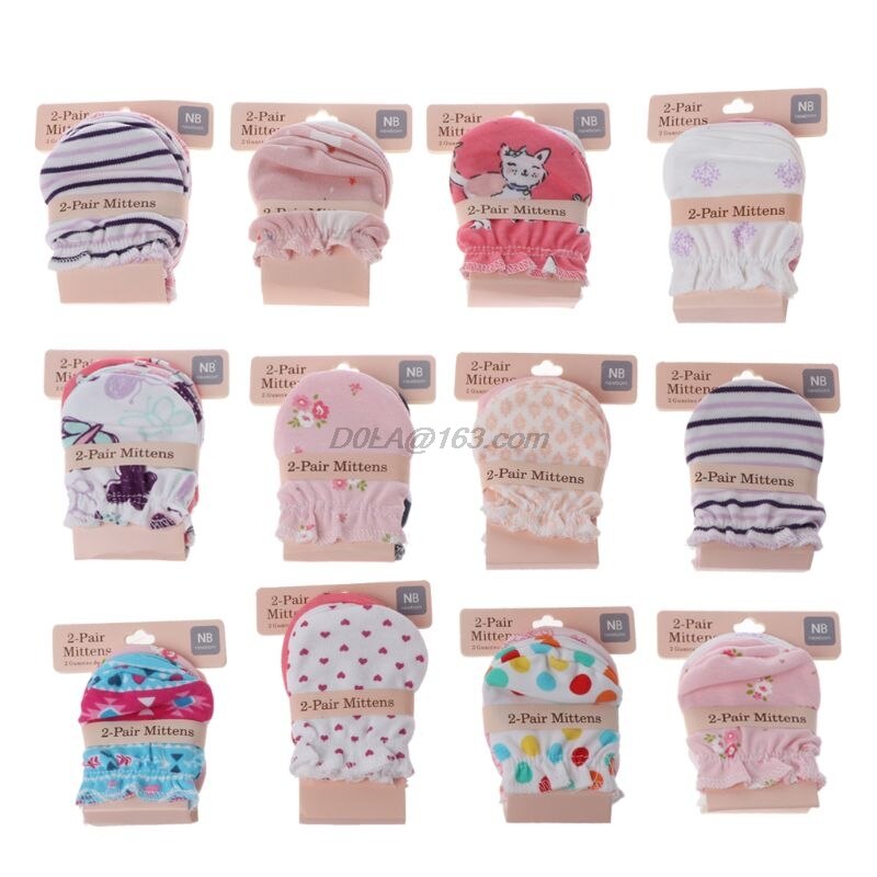 2 paires bébé Anti rayures gants -né Protection visage coton Scratch mitaines: Rose