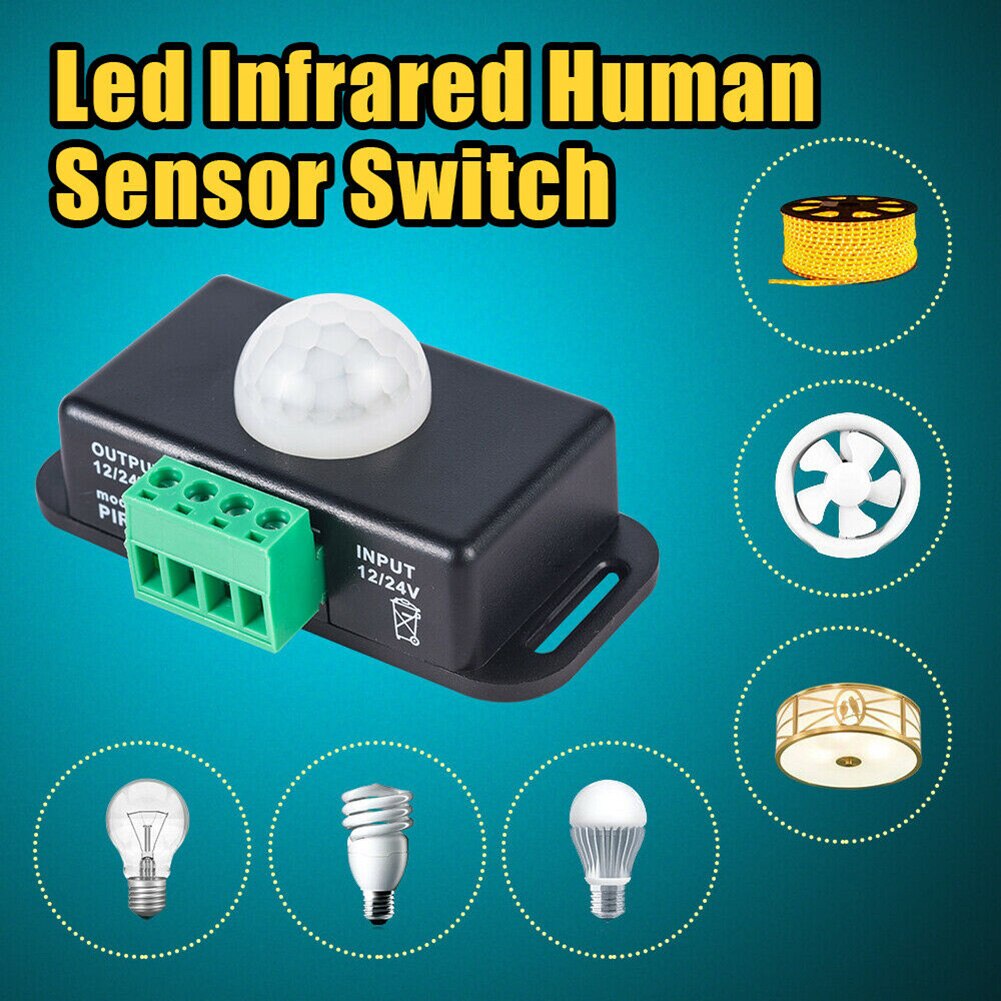 Pir Motion Sensor Switch Dc 12V-24V Automatische Infrarood Detector Voor Led Strip Verlichting Dq