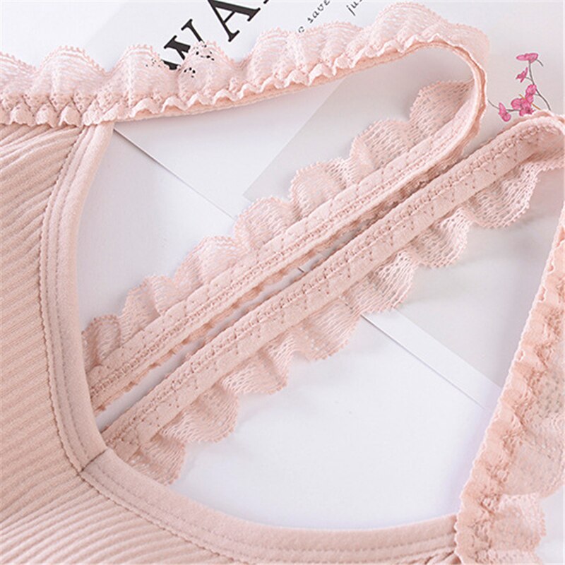 Lace Beauty Back Bra Thread Wrap-around Strapless Bralette Wire Free Chest Pad Sports Brassiere