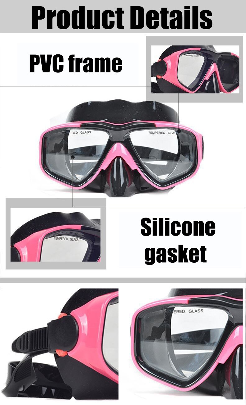 Máscaras de buceo para adultos, falda de silicona, gafas antivaho, equipo subacuático para piscina