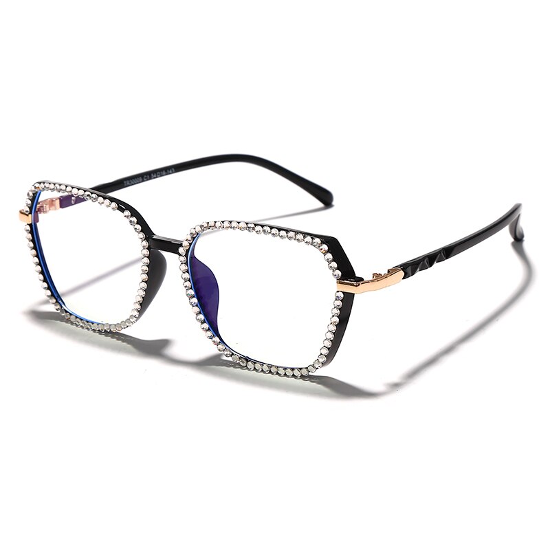 Jaspair luxe diamant Anti bleu lunettes femmes strass ordinateur lunettes hommes bleu lumière bloquant les cadres de lunettes: 1