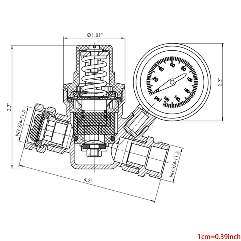 Brass Water Pressure Regulator 3/4 Lead-Free with Gauge Adjustable Water Pressure Regulator,Build-in Oil (NH Threads)