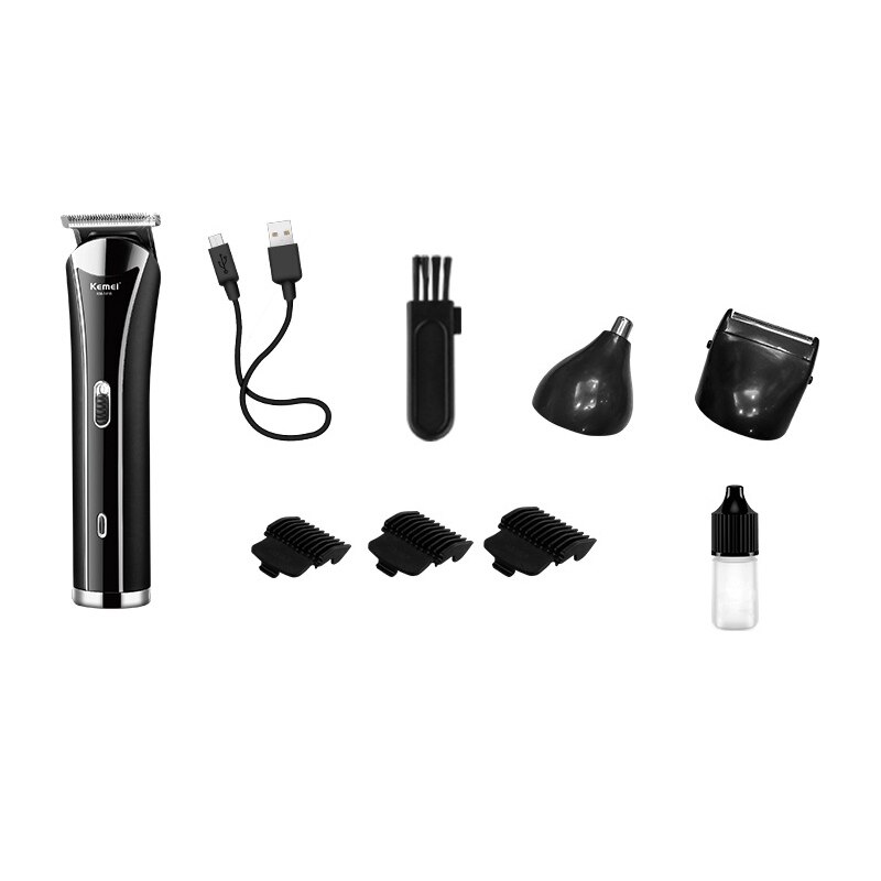 Professionele Elektrische Cordless Trimmer Usb Waterdichte Draagbare Tondeuse Machine Met Reinigingsborstel Zwart: EU