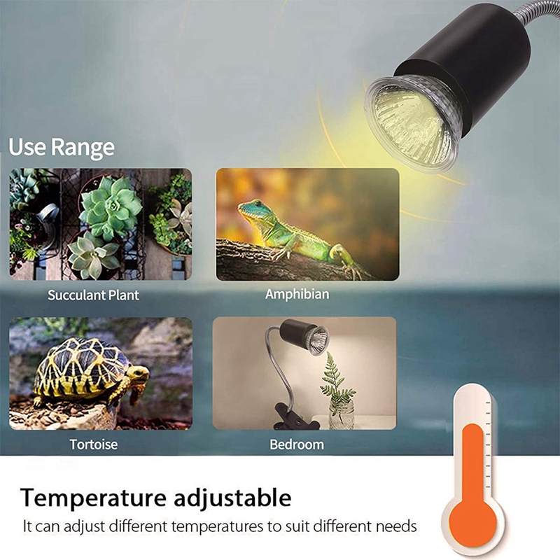 Lámpara de calor para reptiles, luces de tortuga con Clip,2 bombillas UVA UVB de 110V y 50W, lámpara de luz de calefacción para mascotas para lagarto y Tortuga, enchufe estadounidense
