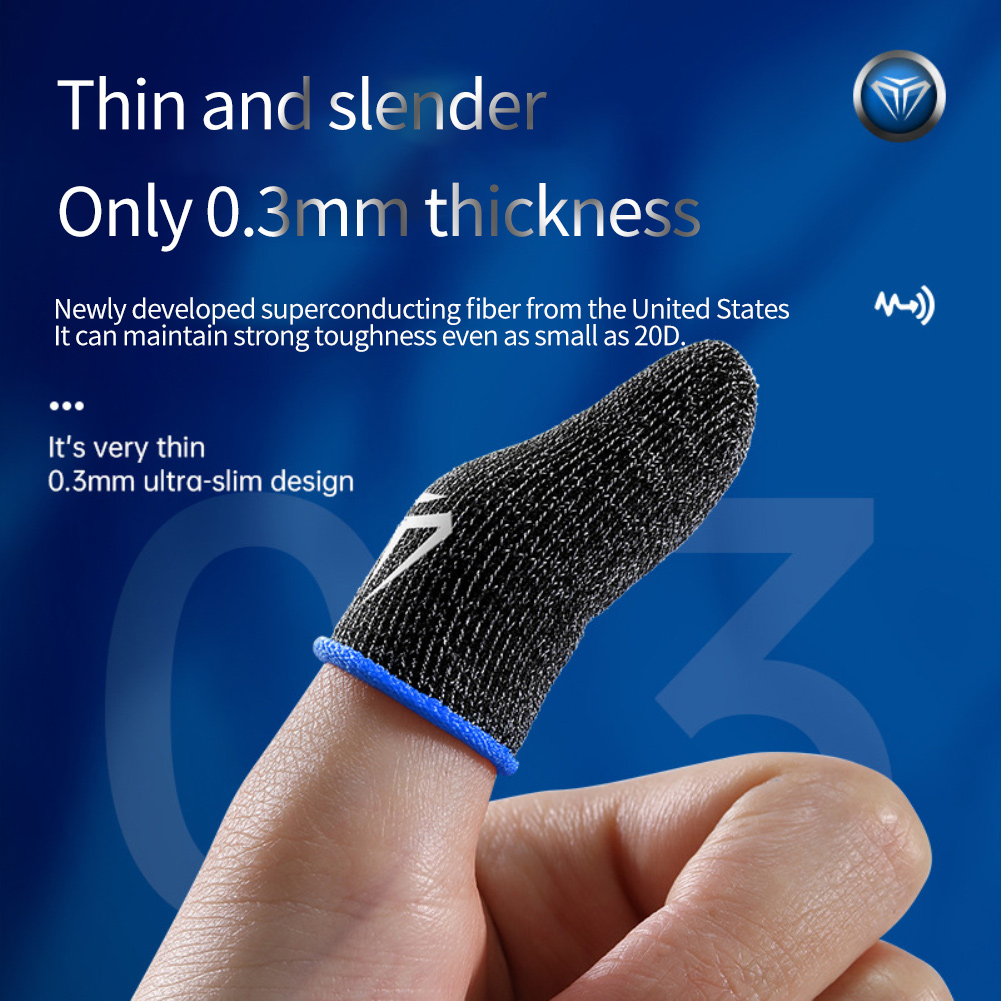 2Pcs Mobile Game Fingertip Gloves Sweatproof Anti-slip Touch Screen Finger Sleeve Breathable Gaming Fingertip Cover For Gamer