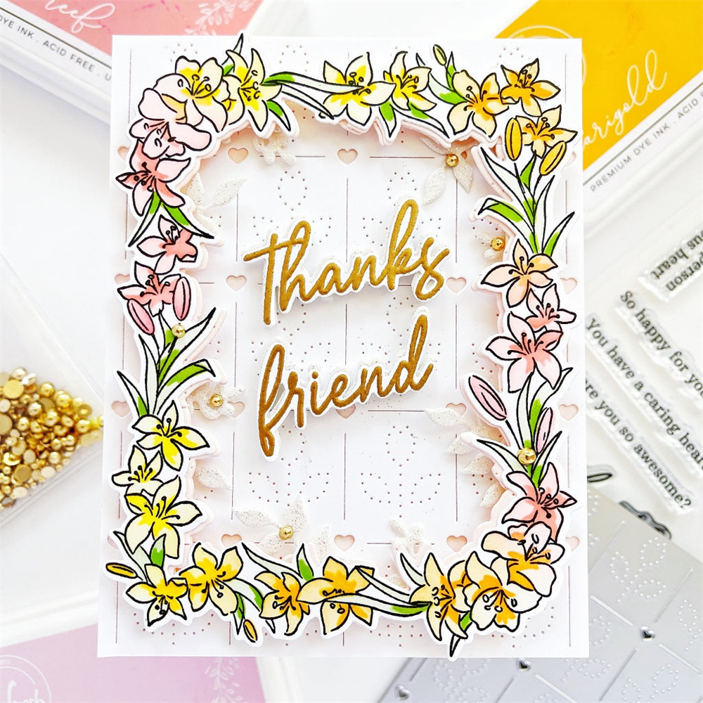Neueste Blumen- Kette Tulpe Liebe Herzen Sterne Geo Fliesen Druck Chrysantheme Lilie Rahmen Metall schneiden Stirbt Briefmarken Schablone Heißer Folie einstellen