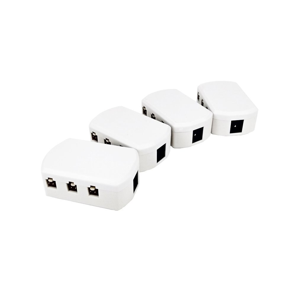 4 Pack 2510 [6 Port] Male Plug LED Cabinet Light Hub Splitter Adapter Junction Box ST327