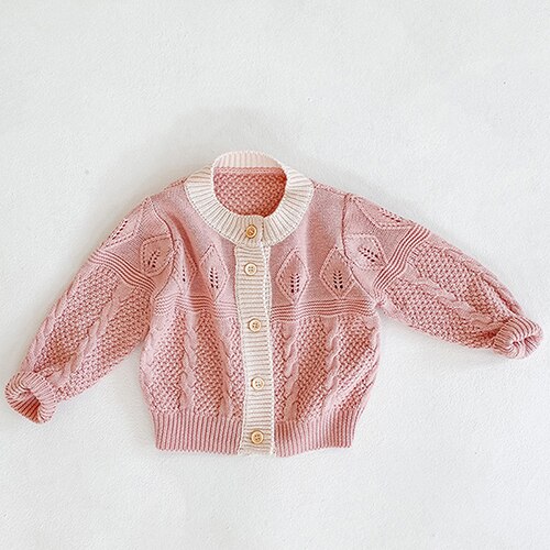 Engepapa-abrigo tejido de estilo coreano para bebé, Cárdigan para niña pequeña, primavera, otoño e invierno, suéter para niña recién nacida: 83019 pink red / 24M-90